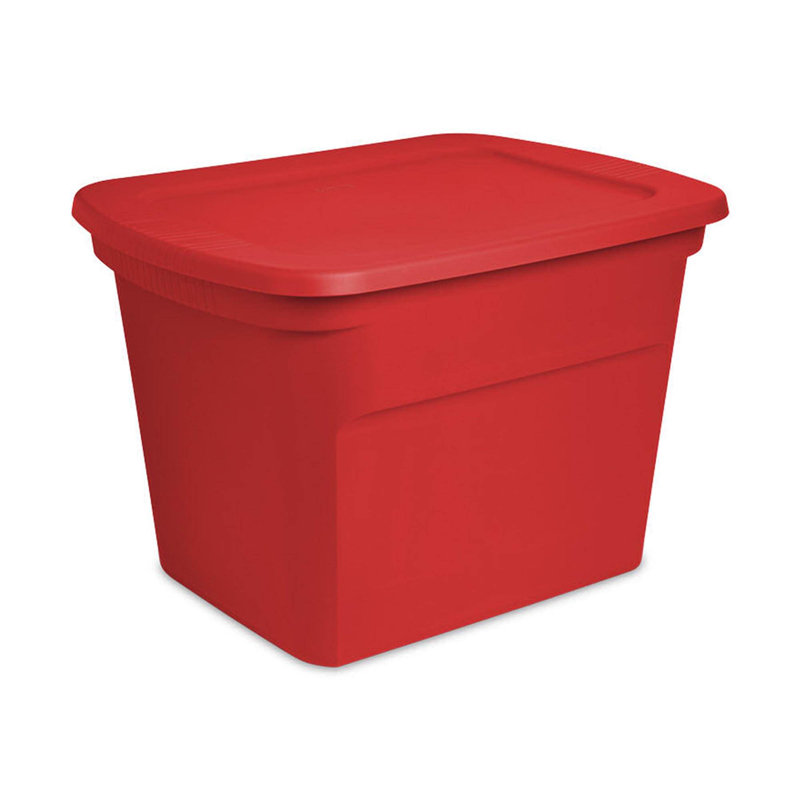 Sterilite Plastic Stackable Storage Tote Container Bin, Red, 72 qt, 8