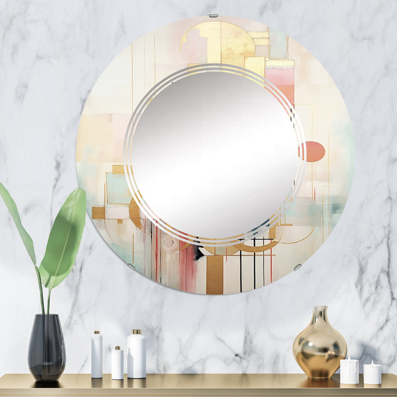 Surakarta - Miroir mural moderne rond, 32 po x 32 po