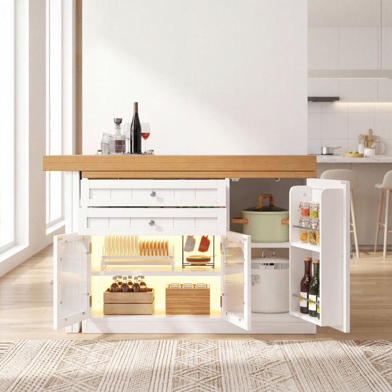 Extendable kitchen island dining table, suitable for open-plan kitchens