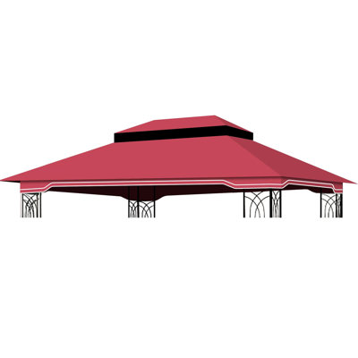 10X12 Ft Outdoor Patio Gazebo Replacement Canopy - Red. Protected Fabric. Water-Repellent & Thriving. Double Tiered Roof With Drain Holes And Barrier. For 10X10 Red Top Canopy. Protection.