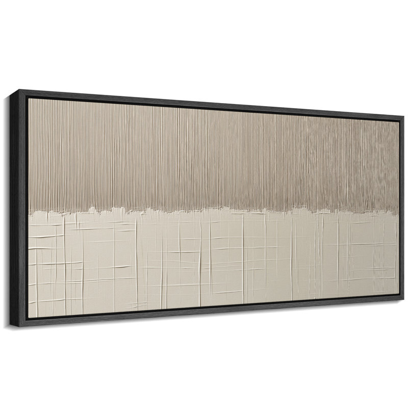 Minimalist Neutral Vertical Line Abstract Modern Wall Decor Extra Large Pictures Framed Canvas Print Wall Art, Black