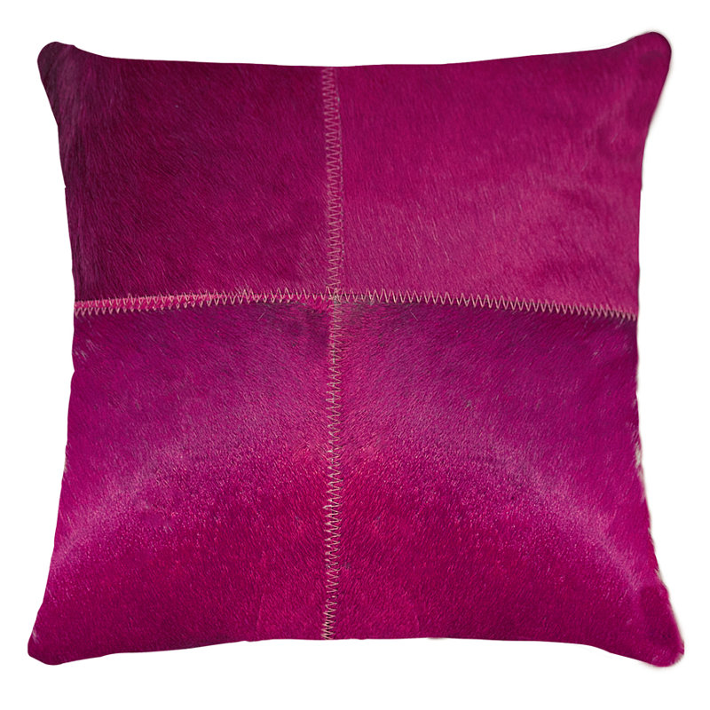 18" Cowhide Throw Pillow, Fuchsia