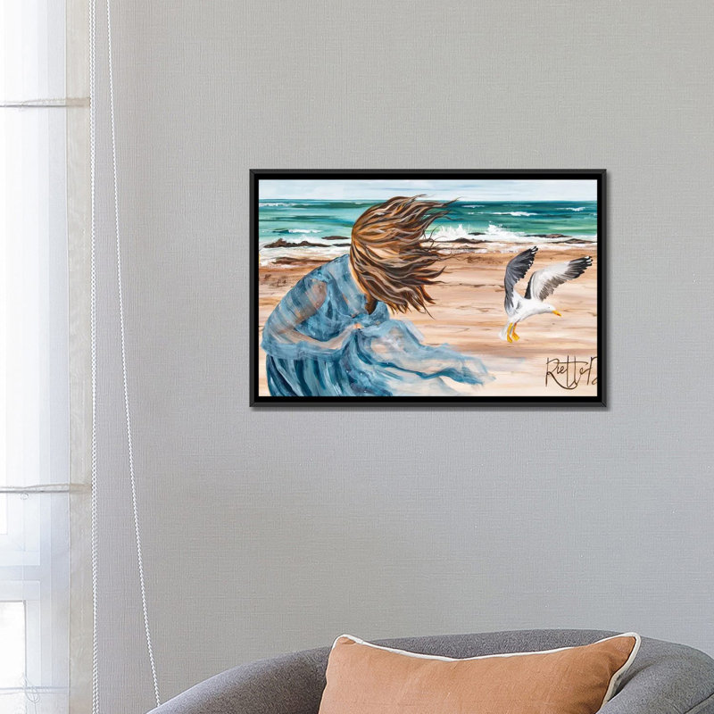 «Ocean Breeze», reproduction d'art sur toile encadrée, 18" H x 26" W, Impression sur toile flottante sans passe-partout, Noir