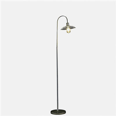 Lampe sur pied de 64,25 pouces de style industriel en métal doré / blanc