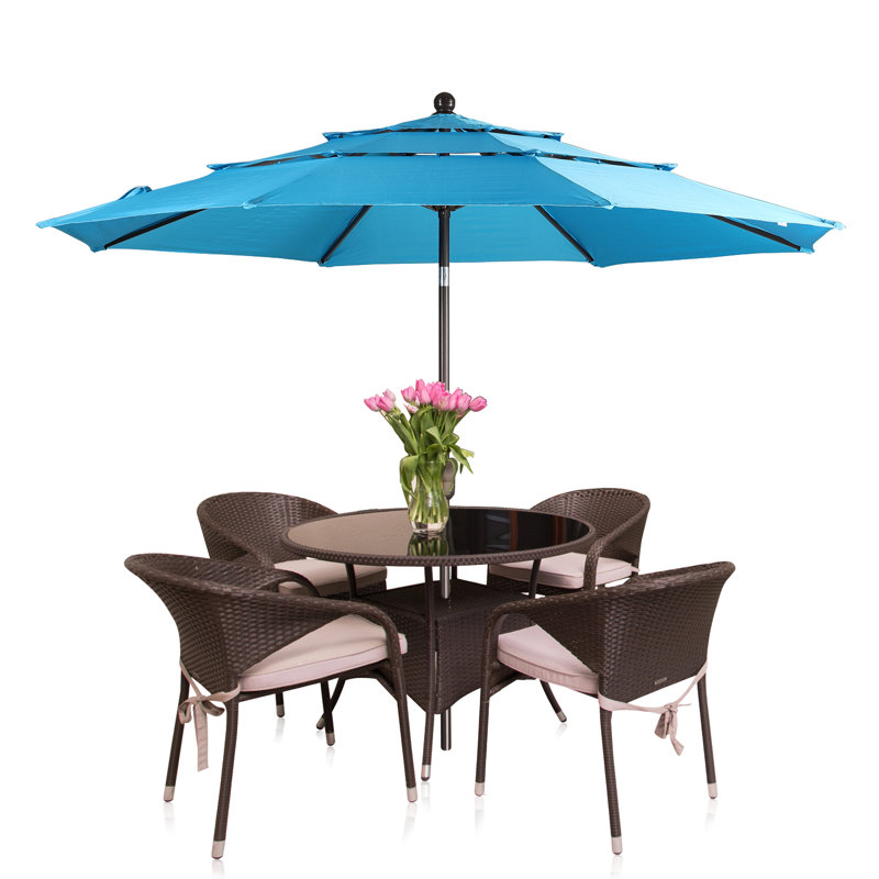 Parasol de patio à 3 niveaux 10 pi Ocilla, Bleu clair