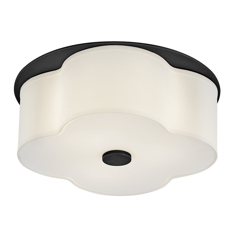 Black and White Etched Glass 3-Light LED Flush Mount Ceiling Light