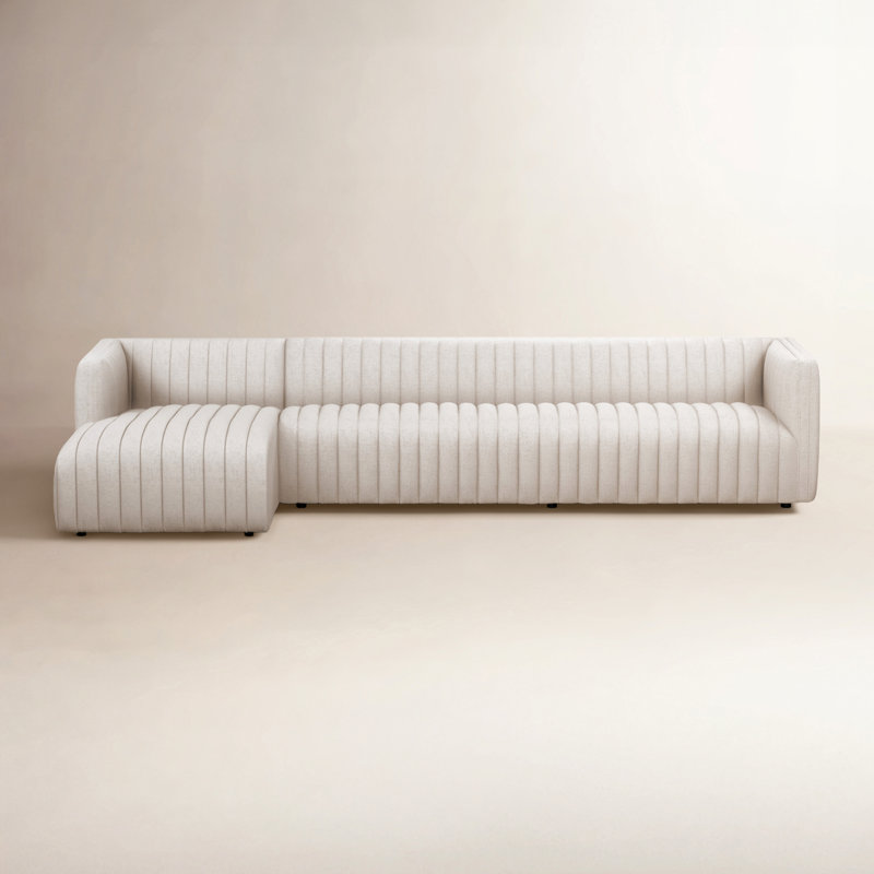 Augustine Chaise Sectional, Dover Crescent Velvet, 26" H X 105" W X 64" D, Right Hand Facing