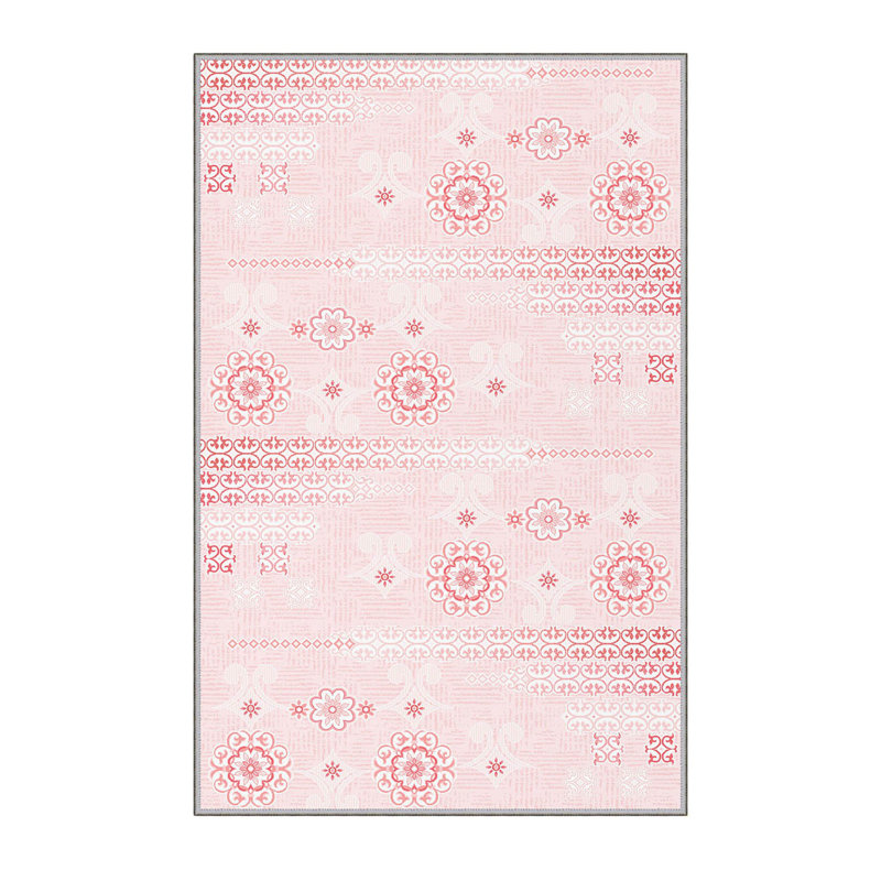 Tapis géométrique rose en polyester Bouffard, Rectangle 3 pi 3 po x 4 pi 11 po