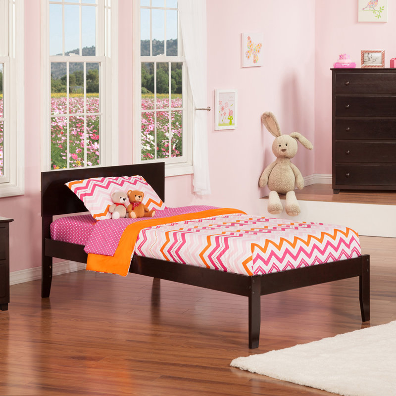 Lampley Solid Wood Platform Bed with Slat Kit, Espresso, Twin