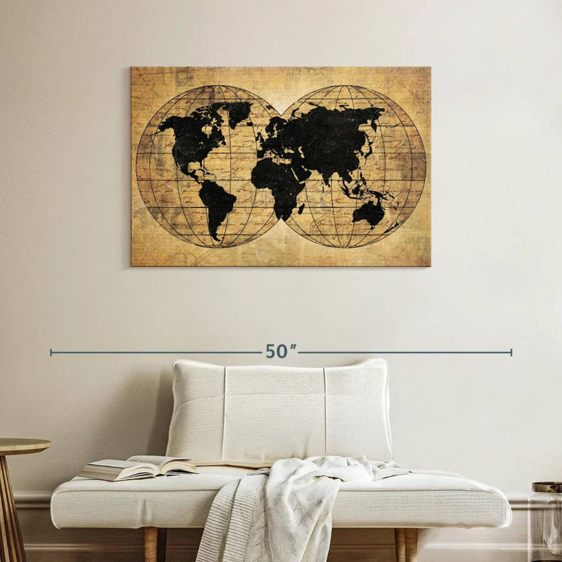 Carte du monde Aliaz Old Globe, H 26 po x l 39 po