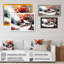 Monochère orange chalet en hiver VII - paysage, art mural sur toile-1229885147-1229885149
