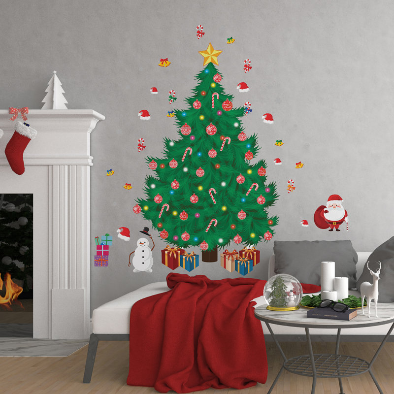 Décalcomanie murale père noël noël tree
