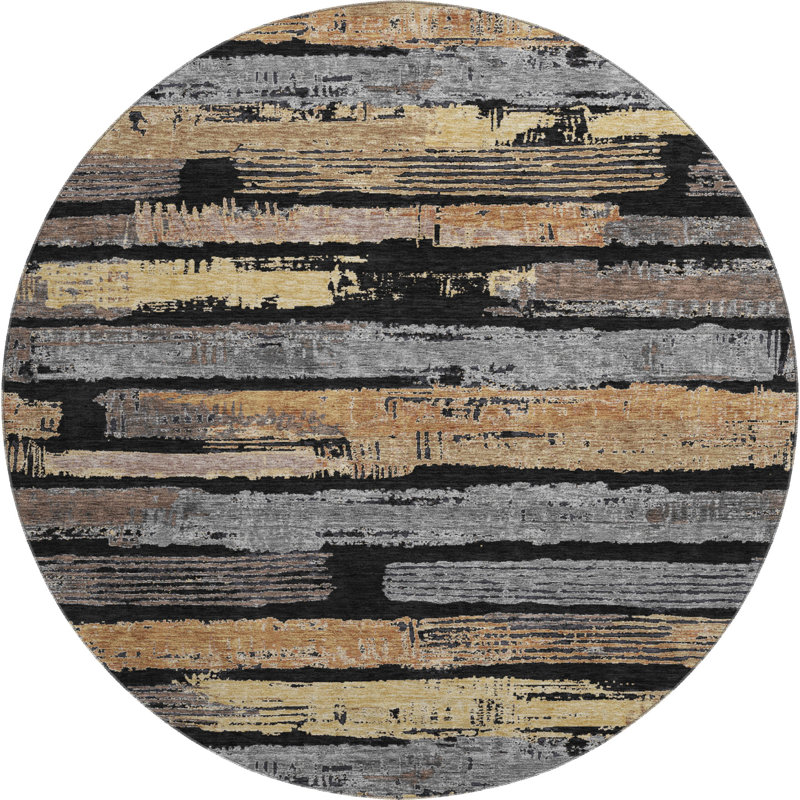 Premium Machine Washable Slesnick AMF1665 Stripes Rug, Round 8'