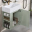 Meuble-lavabo de 20 po avec lavabo en céramique, porte à motif de losanges, poignées dorées et tablettes de rangement latérales - petit cabinet moderne avec barre à serviettes, fabrication en panneau de fibres à densité moyenne, assemblage requis-1252810688