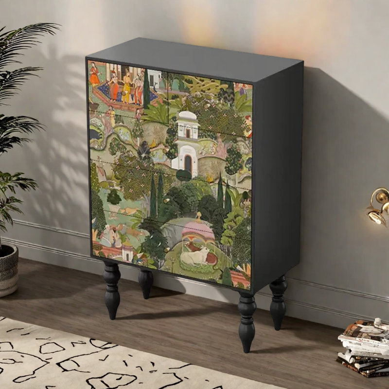Commode d'appoint de rangement moderne à cinq tiroirs