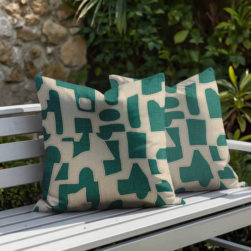 Coussin intérieur / extérieur réversible Jara, Teal, 20 x 20