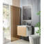 Compartiment de rangement flottant pour meuble-lavabo mural avec porte-serviettes, idéal pour organiser les articles de salle de bain essentiels et améliorer l'utilisation de l'espace
