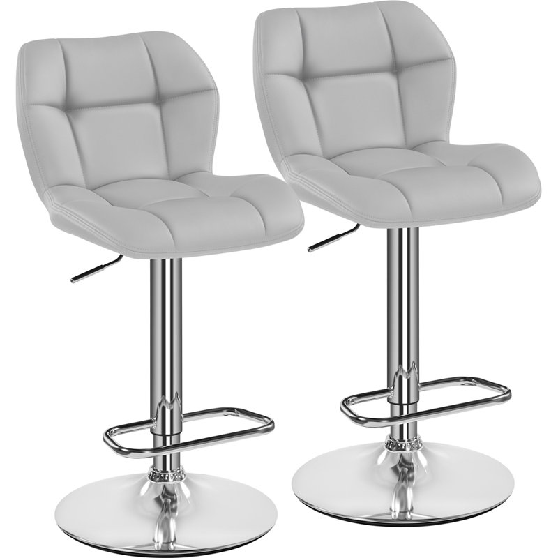 color Height Adjustable Swivel Bar Stools, Light Grey