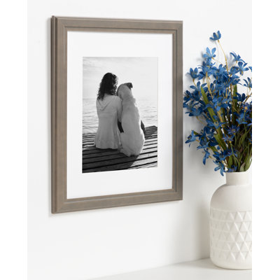 Wood Beveled Picture Frame - Set of 4 with Mat
