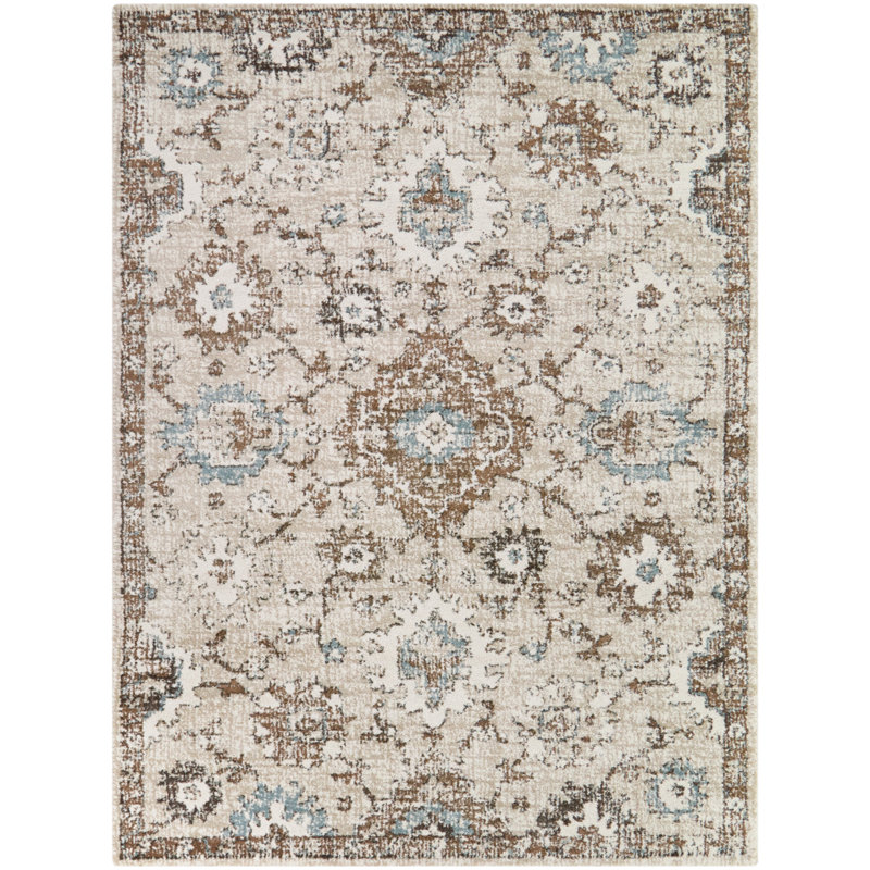 Annan Cream Oriental Floral Area Rug, Rectangle 7'10" x 10'