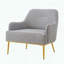 Chaise d'appoint en chenille - dossier incurvé et pieds dorés - gris-451503765