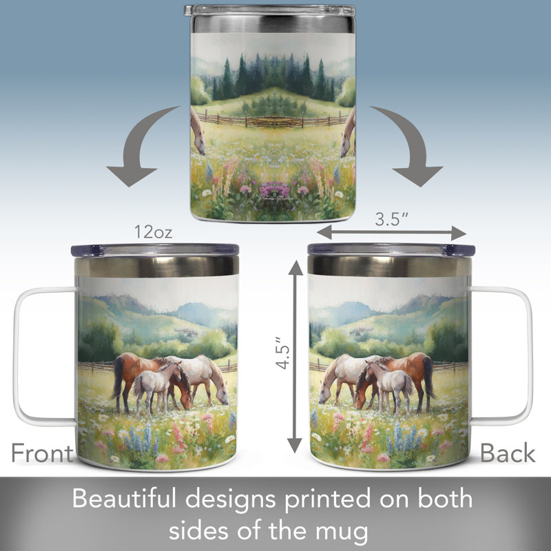 Tasse en acier inoxydable avec couvercle 12 oz.