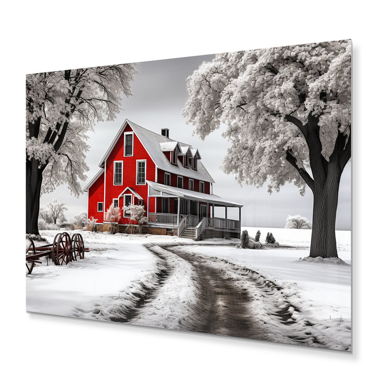Rouge et gris Farmhouse Traditions - Décoration murale de ferme en métal, H 30 po x l 40 po x P 1 po