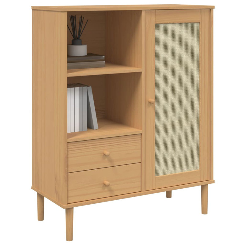 90cm Sideboard Rattan Look, Brown