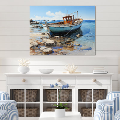 Anchored Boat I - Coastal Metal Wall Art Prints