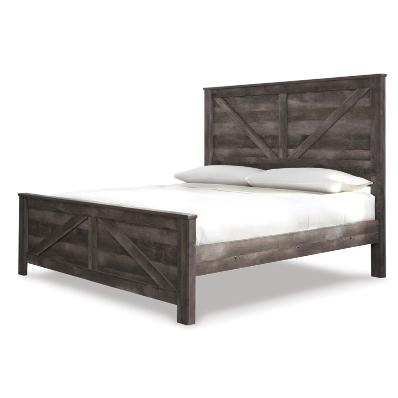 Wynnlow Queen Crossbuck Panel Bed, Dresser, Mirror, and Nightstand, Roi