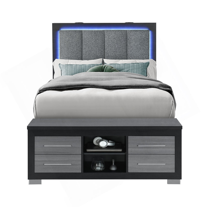 Messa Bed, Black/Grey, Full