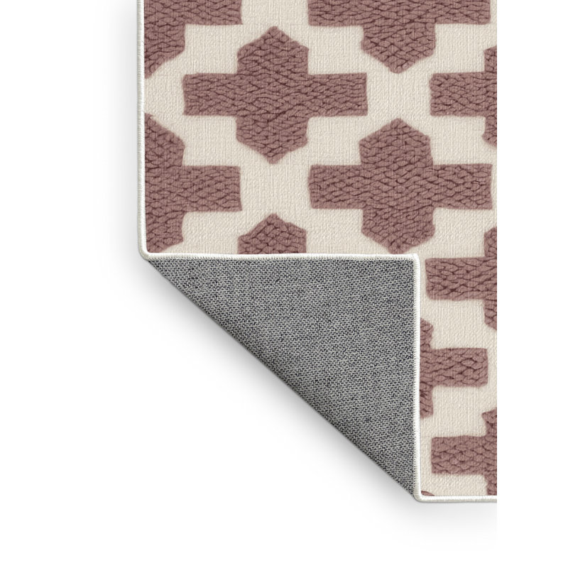 Tapis botanique brun lavable à la machine, Rond 7 pi