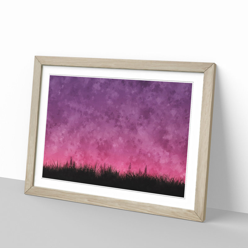 Sunset in Itaici Brazil - Picture Frame Painting Print, 33cm H x 45cm W x 2cm D, Oak Framed