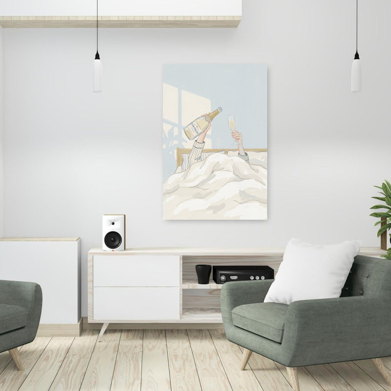 Champagne Morning In Bed, art mural contemporain, H 36 po x l 24 po