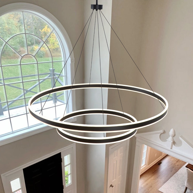 Maleea Modern Chandelier Light Led Kitchen Island Pendant with Remote Control for High Ceiling , 39.4" H x 39.4" W x 39.4" D