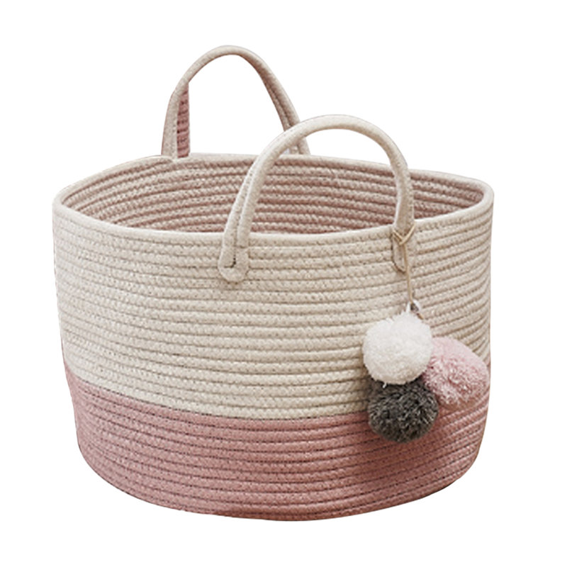 Fabric Laundry Hamper with Handles, Pink, 9.8" H x 15.7" W x 15.7" D