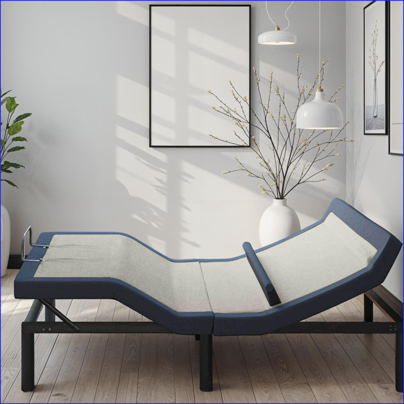 Base de lit simple TG réglable avec inclinaison de la tête / du pied, soutien lombaire, massage à 3 niveaux et amp; Ports USB