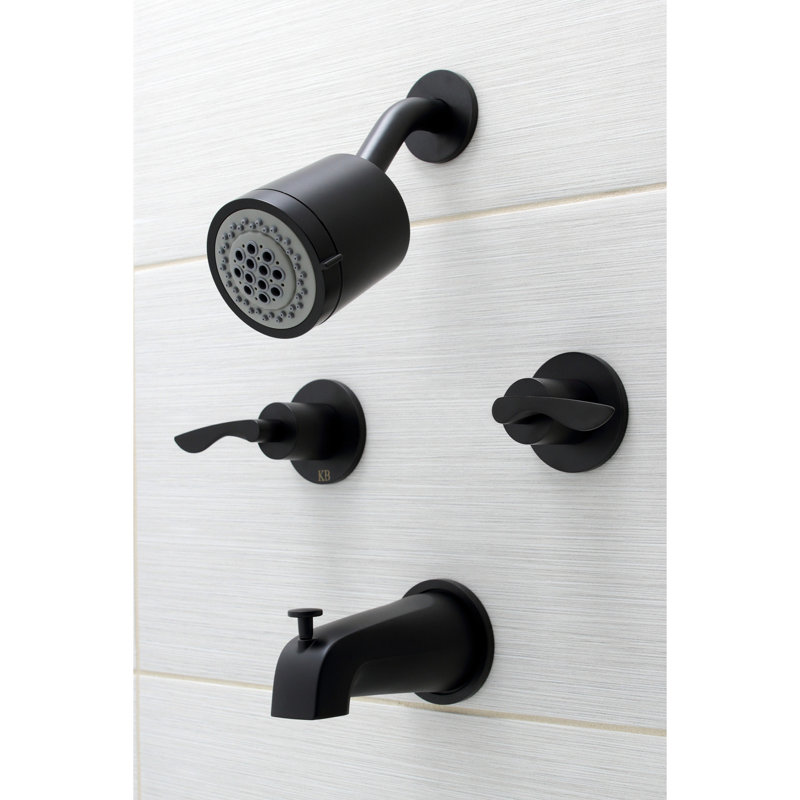 Kingston Brass Serena Double-Handle Tub and Shower Faucet, Polished Chrome