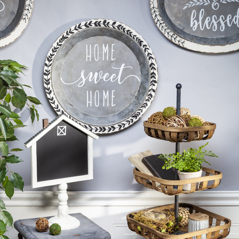 20-inch Diameter Galvanized "Home Sweet Home" Tray