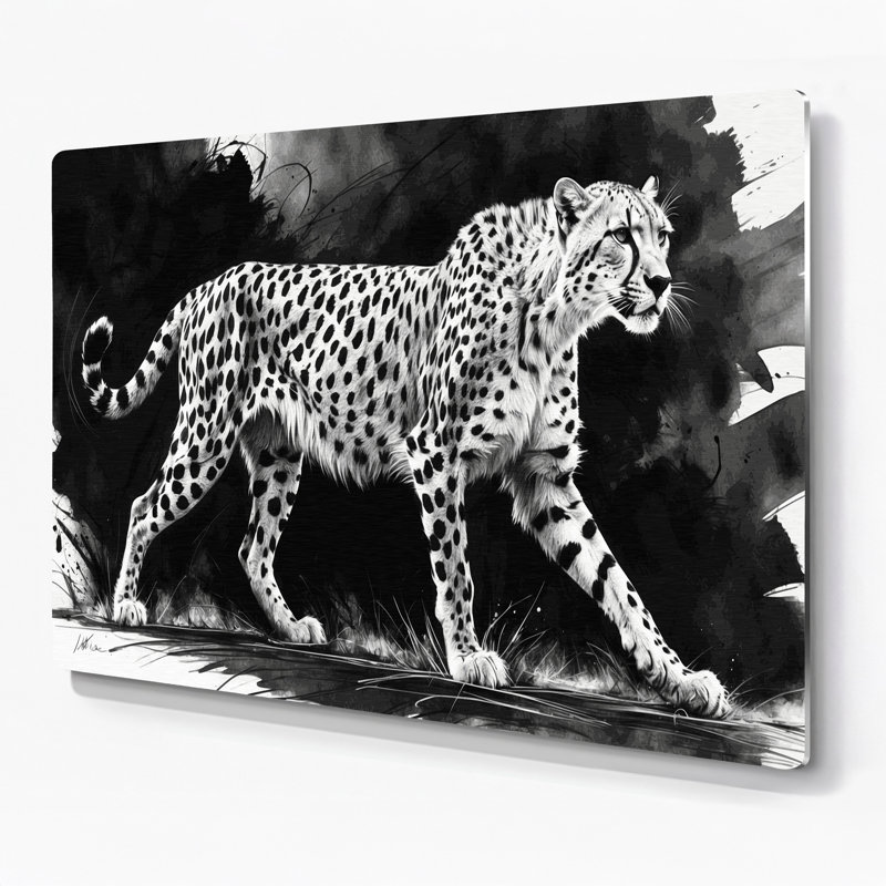 «Big Cats King Cheetah», art mural en métal gris, H 24 po x l 36 po