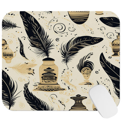 Luxe Feathers IV Bohemian Gaming Cute Office Laptop Desk Pad Gift Mat Square Rectangle Non-Slip Mousepad