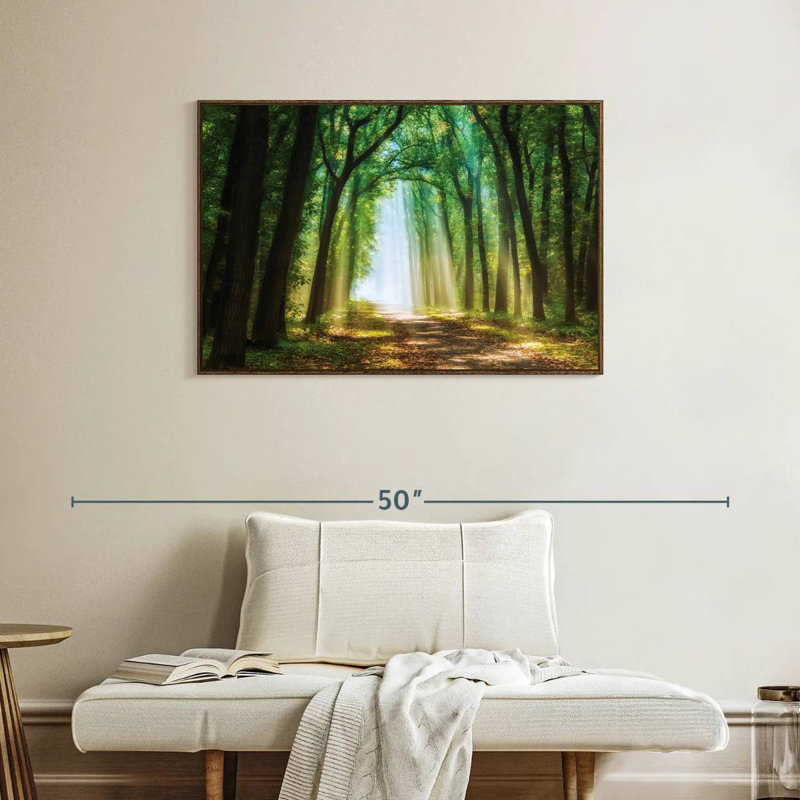 Rideau de lumière, 37 po x 25 po, Cadre flottant noyer