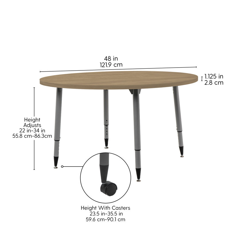 Table d'activité 48 po Adapte, 48 po x 36 po, Chêne Pasadena / argent