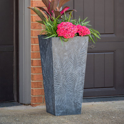 Pot à fleurs 27,5 po, finition grise, paquet de 2