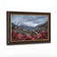 Art mural antique sur toile encadré doré pour le salon, la chambre à coucher, le bureau ou le vestibule - décoration murale décorative avec village de montagne-129055335-129055336