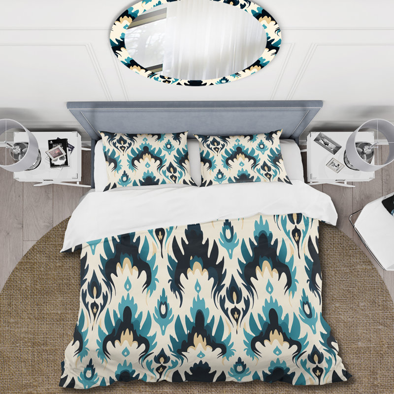 Black Urban Industrial Ikat Symphony - Ensemble de housse de couette Ikat, Housse de couette pour grand lit et 2 taies décor