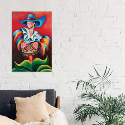 Blue Hat - Wrapped Canvas Painting