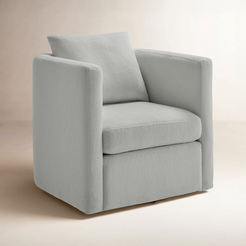 Fauteuil demi-tonneau Fran, Polyester gris clair