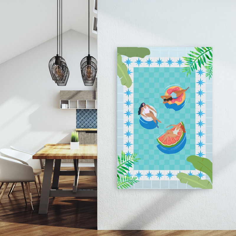 Affiche murale abstraite tropicale estivale « Pool Party », H 60 po x l 40 po