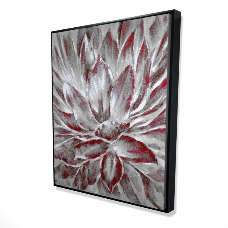 Red And Gray Flower Print On Canvas